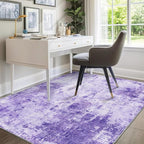 Washable Area Rugs 6'x9' Non-Slip Modern Abstract Soft for Living Room Entryway Bedroom Nursery, Print Pattern, Purple Gray Pink White