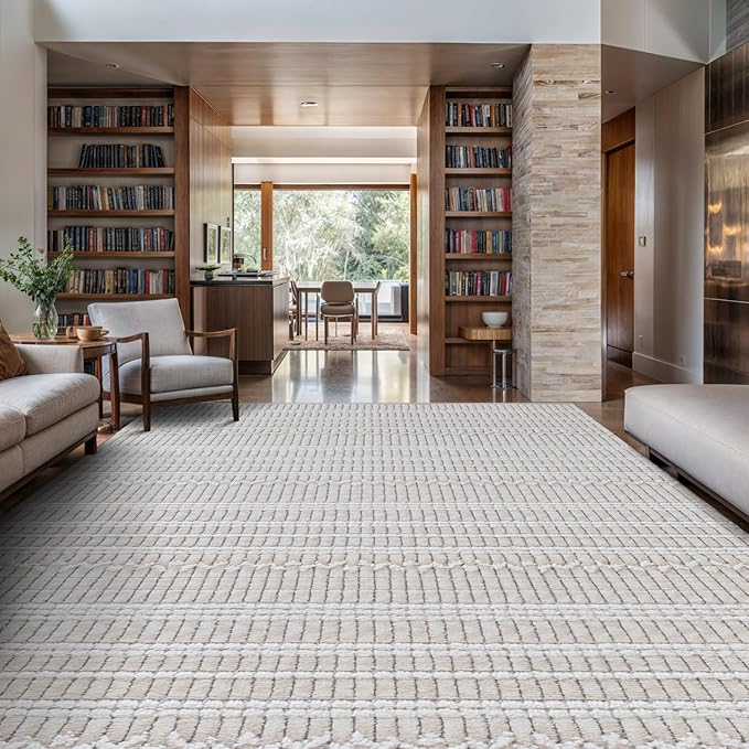 Modern Indoor Rug Stripe 6x9 Area Rugs for Living Room Luxury Kitchen Bedroom Durable Soft Geometric Durable Low and High Pile Stain Resistant Non Shedding Area Carpet 6x9