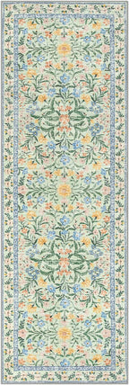 Morebes Washable Kitchen Runner Rug 2x6, Green Boho Floral Hallway Rug Runner Non Slip,Vintage Flower Soft Ultra-Thin Indoor Throw Carpet for Entryway Bathroom Laundry Room