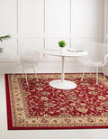Unique Loom Sialk Hill Collection Area Rug - Washington (4' Square Burgundy/Cream)