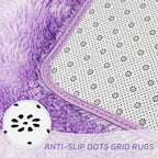 duduta Purple Plush Round Rug 4x4 ft, Tie Dye Fluffy Shag Rugs for Bedroom Classroom Nursery Playroom Dorm Decor, Washable Non Slip