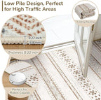 BESTSWEETIE 8x10 Area Rugs for Living Room Washable Moroccan Farmhouse Neutral Geometric Low Pile Non-Slip Soft Print Pattern Rug for Bedroom Kitchen Dining Room Entryway Cream/Brown/Pink