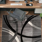 Rugshop Wavy Circles Design Area Rug, Carpet with Jute Backing for Kitchen, Entryway, or Office, Gray, 4' x 6'