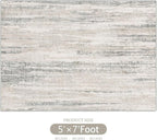 MUJOO 5x7 Washable Area Rug,Modern Abstract Rugs for Living Room Bedroom Dining Room,Large Non Slip Carpet Indoor,Low Pile Throw Rug Accent Neutral Beige and Grey
