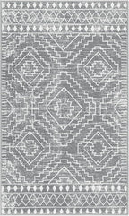 Wonnitar Moroccan Area Rugs 3x5, Gray Washable Entry Rug,Non-Slip Boho Small Bedroom Throw Mat, Non-Shedding Farmhouse Soft Low Pile Floor Carpet for Kitchen Bathroom Living Room (Silver Grey,3'x5')