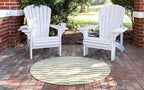 Unique Loom Outdoor Striped Collection Area Rug - Striped (4' 1" Round, Green/Ivory)