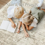 9x12 Area Rug for Living Room, Abstract Non Slip Machine Washable Vintage Carpets, Low Pile Lightweight Large Rug for Bedroom, Dining Room, Home Office Beige Gray