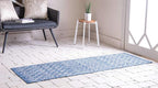 Unique Loom Outdoor Trellis Collection Area Rug - Tribal Trellis (2' x 8' Runner, Blue/ Ivory)