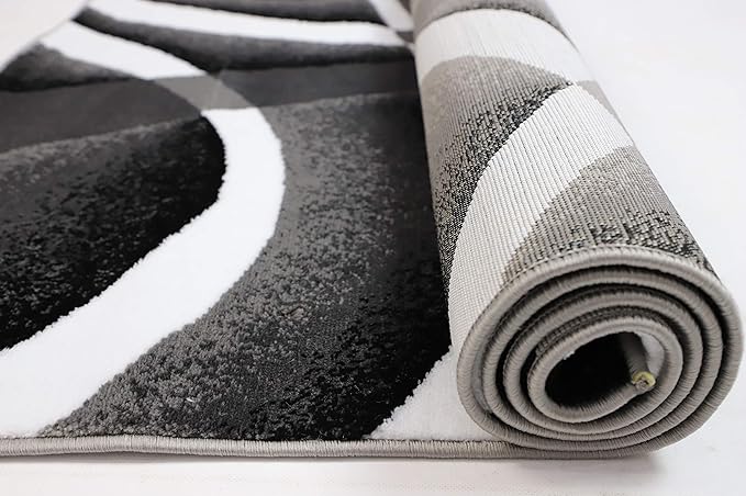 GLORY RUGS Modern Area Rug Swirls Carpet Bedroom Living Room Contemporary Dining Accent Sevilla Collection 4816A… (Grey, 8'x10')