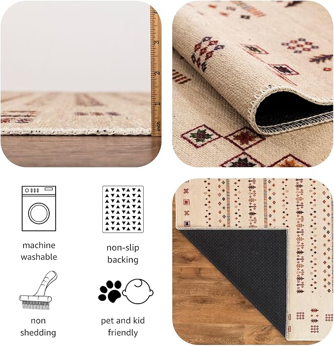 Keen Home Design 2x7 Rug - Machine Washable Runner Rug with Non-Slip Backing, Ideal for Hallway, Entryway, Kitchen, Laundry Room - Vintage, Easy Clean, Durable, Low Pile - (2'6" x 7')