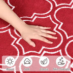 Amearea Fluffy Indoor Area Rug, Soft Trellis Moroccan Rugs for Bedroom, Shag Modern Area Rug for Living Room Kids Room Nursery, Easy Clean, Home Decor Low Pile Carpet, Wine Red 6x9 Feet
