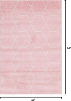 Unique Loom Trellis Frieze Collection Area Rug - Geometric (4' 1" x 6' 1", Light Pink/ Ivory)
