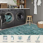 Lahome Vintage 6x9 Washable Blue Rugs for Living Room Bedroom, Soft Dining Room Rugs for Under Table, Non Slip Indoor Throw Carpet for Entryway Kitchen Office (6x9ft,Blue)