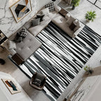YIHOUSE 8×10 Ft Area Rugs for Living Room: Modern Abstract Black Grey and White Rug - Nonslip Washable Striped Rug for Bedroom Dining Room Office Playroom Nursery Home Decor