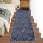 RUGSREAL 2x6 Runner Rug Washable Kitchen Runner Rug Modern Abstract Runner Mat for Hallway Contemporary Solid Rug Non-Slip Foldable Aesthetic Accent Floor Carpet for Living Room Bedroom, Blue