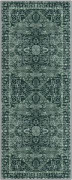KOZYFLY Runners for Hallways 2x5 Ft Washable Kitchen Runner Rug Boho Runner Rug for Entryway Indoor Printed Oriental Faux Wool Floor Carpet Runner for Laundry Room Kitchen Hall, Dark Green