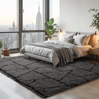 Zentavio Area Rugs for Living Room Large Rugs for Bedroom 6x9 Carpet Fluffy Fuzzy Soft Shag Aesthetic Plush High Pile Gray Throw Rug for Nursery Kids Room Dorm Triangle Grey