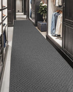 Color&Geometry Door Mat 3'x12' Runner Rug with Rubber Backing, Non Slip Washable Hallway Runner Kitchen Runner Rug, Carpet Runners for Hallway Living Room Bedroom, Grey (Rolled-up NO Creases)