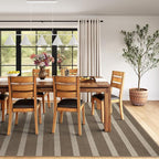 Lahome Striped Easy Jute Rug, 5x7 Dining Room Office Rug Washable Outdoor Patio Rug, Farmhouse Neutral Non Slip Stain Resistance Indoor Outdoor Carpet for Deck Classroom, Khaki