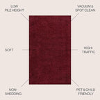 JONATHAN Y Haze Solid Low-Pile Dark Red 8' Round Indoor Area Rug, Coastal,Bohemian,Minimalist,Classic, Easy-Cleaning for Living Room,Bedroom,Kitchen,Pet Friendly,Non-Shedding (SEU100Q-8R)