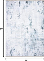 Bloom Rugs Caria Washable Non-Slip 5x7 Rug - Ivory/Silver/Blue Modern Abstract Area Rug for Living Room, Bedroom, Dining Room, and Kitchen - Exact Size: 5' x 7'