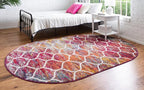 Rugs.com Lattice Frieze Collection Rug – 4' x 6' Oval Multi Medium Rug Perfect for Living Rooms, Large Dining Rooms, Open Floorplans