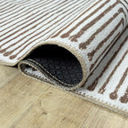 Bloom Rugs Washable Non-Slip 7 ft Runner - Brown Striped Runner for Entryway, Hallway, Bathroom, and Kitchen - Exact Size: 2.5' x 7'