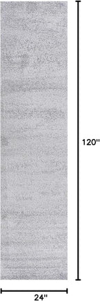 Eyely UES100K-210 Supersoft Haze Solid Low-Pile Indoor Runner Rug Casual;Contemporary;Solid;Traditional, Bedroom, Kitchen, Living Room, Easy-Cleaning, Non-Shedding, 2 X 10, Light Gray