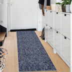 RUGSREAL 2x6 Runner Rug Washable Kitchen Runner Rug Modern Abstract Runner Mat for Hallway Contemporary Solid Rug Non-Slip Foldable Aesthetic Accent Floor Carpet for Living Room Bedroom, Blue