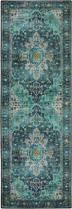 Moynesa Ultra-Thin Washable Teal Non Slip Bathroom Rug - 2x6 Laundry Room Mat, Machine Washable Non-Slip Pet Friendly Carpet Runner for Camper RV Foyer Kitchen Hallway