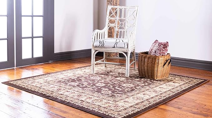 Unique Loom Voyage Collection Traditional Oriental Classic Intricate Design Area Rug (10' 0 x 10' 0 Square, Brown/Ivory)
