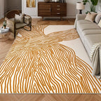 YIHOUSE Orange Rug for Living Room, 6×9 Modern Abstract Area Rug, Geometric Contemporary Wave Striped Rugs for Playroom Nursery, Washable Nonslip Large Rug for Bedroom Dining Room