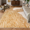 YIHOUSE Orange Rug for Living Room, 5×7 Modern Abstract Area Rug, Geometric Contemporary Wave Striped Rugs for Playroom Nursery, Washable Nonslip Large Rug for Bedroom Dining Room