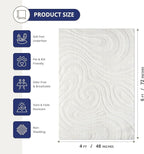 Abani Cozy Cream Area Rug for Living Room, Bedroom - Swirl Waves Pattern - 4' x 6' - Durable & Easy to Clean
