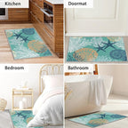 Tritard Coastal Area Rug 2x3 - Small Machine Washable Foldable Throw Rugs Non-Slip Beach Ocean Entryway Doormat Indoor Entrance Carpet for Kitchen Bathroom Laundry Bedroom Living Room, Teal
