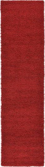 Unique Loom Solid Shag Collection Area Rug (2' 7" x 10' Runner, Cherry Red)