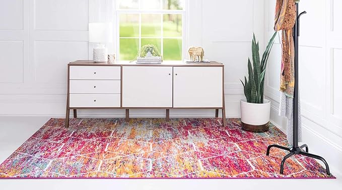 Unique Loom Trellis Frieze Collection Area Rug - Geometric (5' x 8', Multi/ Ivory)
