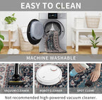 Easy-Going Round Rug 5ft Area Rug Medallion Distressed Washable Circle Rugs for Living Room Non-Slip Bedroom Rug Low Pile Lightweight Vintage Retro Throw Rug for Dining Room Kitchen Office, Teal Brick
