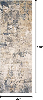 Loloi Teagan Collection TEA-06 Sand/Mist 2'-8" x 10'-6" Runner Rug, Large, Soft Neutral Rug, High-Traffic for Living Room, Bedroom, Home Office, Dining Area