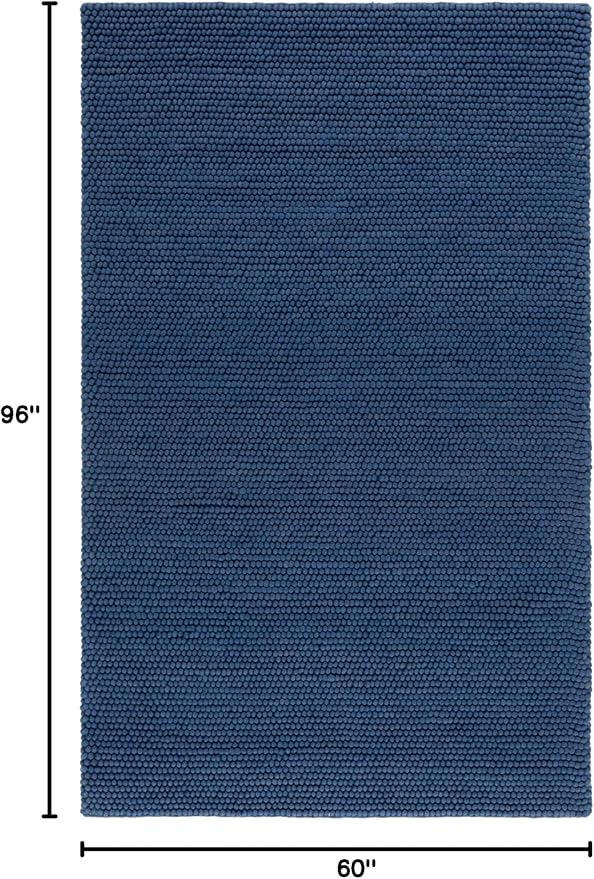 SAFAVIEH Area Rug 5x8 - Natura Collection - Navy & Blue, Handmade Wool Blend, Textured Design, Ideal for Living Room, Bedroom, Dining Space (NAT620M)