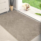 PURRUGS Dirt Trapping Door Mat 34" x 59", Non-Slip Machine Washable Entry Rug, Shoe Scraper, Dog Doormat, Super Absorbent Welcome Mat for Front & Back Door, Muddy Wet Shoes & Paws, Taupe