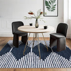 HelloTree Area Rug for Living Room 5x7 Washable Geometric Moroccan Rug Stripe Farmhouse Bohemian Minimalistic Non Slip Non Shedding Ultra Thin Soft Rug for Bedroom Office DiningRoom Nursery-Blue