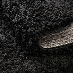 Unique Loom Solid Shag Collection Area Rug (5' 3" Round, Jet Black)