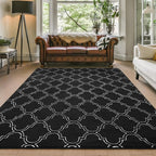 Amearea Fluffy Indoor Area Rug, Soft Trellis Moroccan Rugs for Bedroom, Shag Modern Area Rug for Living Room Kids Room Nursery, Easy Clean, Home Decor Low Pile Carpet, Black 6x9 Feet
