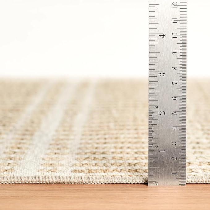 Dash & Albert Arbor Natural Machine Washable Rug, 7.5 X 9.5 Feet, Tan Stripe Pattern