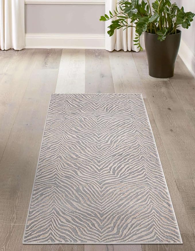 Unique Loom Finsbury Collection Area Rug - Meghan (2' x 9' 10" Runner, Gray and Ivory)