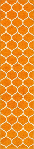 Rugs.com Lattice Frieze Collection Rug – 2' x 8' 8 Runner Orange Medium Rug Perfect for Living Rooms, Large Dining Rooms, Open Floorplans