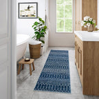Lahome Moroccan Runner Rugs for Hallway 2x4 Bathroom Rugs Non-Slip Small Throw Kitchen Carpet Low-Pile Mat for Entryway Laundry Room Mat Geometric Indoor Carpert for Entrance Bath (Blue,2'x4')