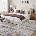 Toneed Abstract Area Rug Modern Washable Rug Soft Non Slip Rug Low Pile for Bedroom Living Room Dining Room Taupe Grey Brown 7x10 Feet
