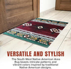YHSF South West Native American Area Rug C318 - Easy Clean, Thick, Soft, Durable Native Tribal American Indian Inspired Rug for Bedroom/Living Room and More - Burgundy, 5 Feet x 7 Feet